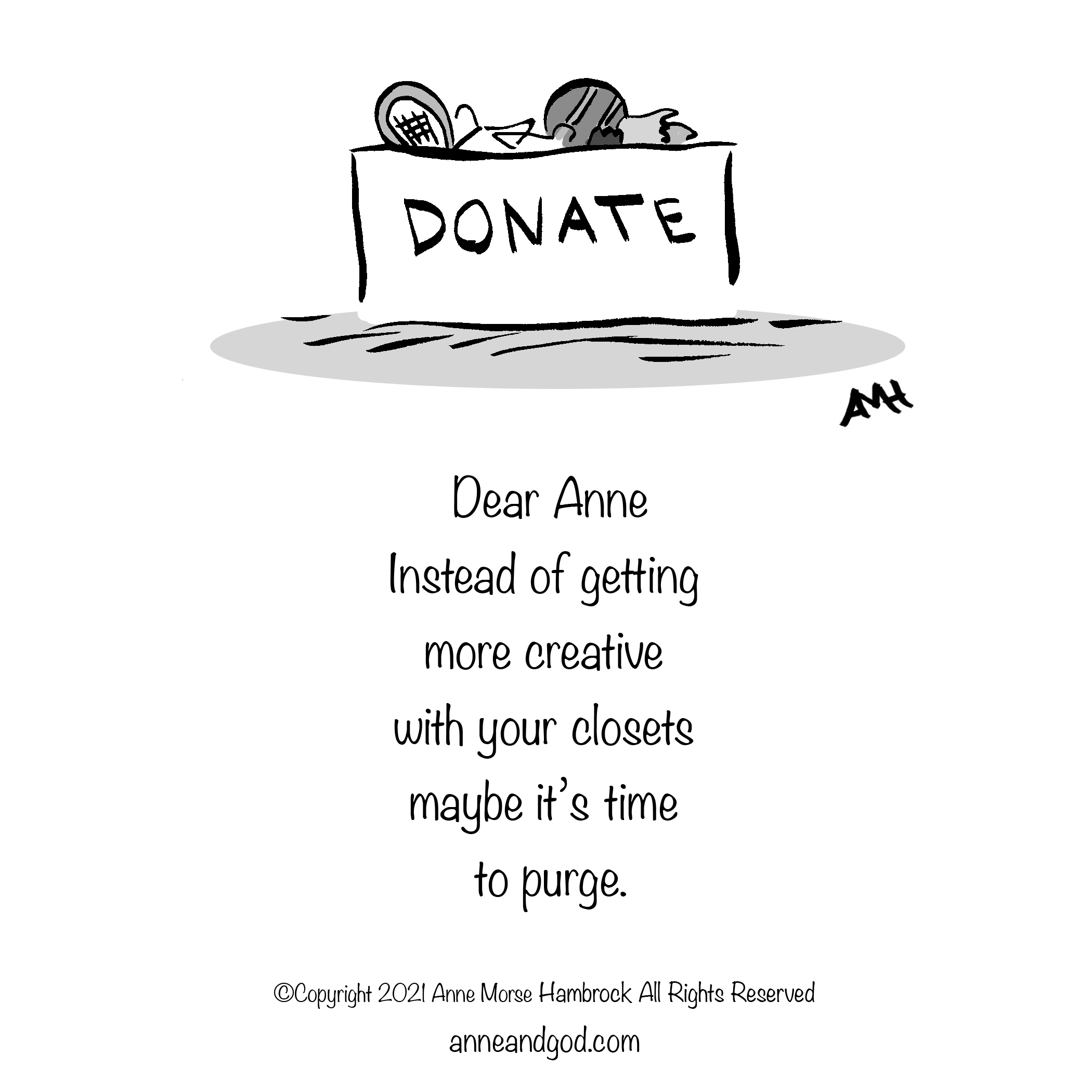 donation box drawing Anne and God poetry